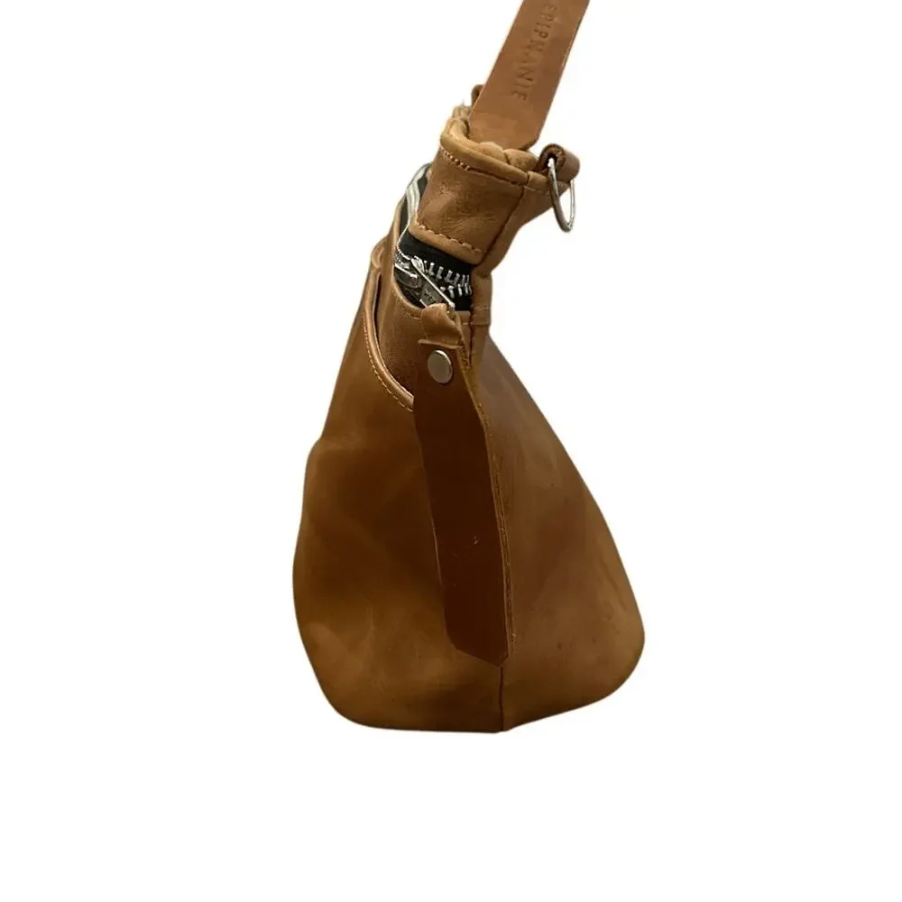 Epiphanie Distressed Leather Crossbody Camera Bag Cognac Brown No Strap 12x9
